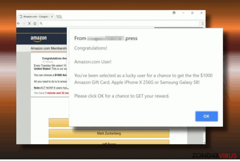 Een foto van de "Amazon.com Membership Rewards" pop-up