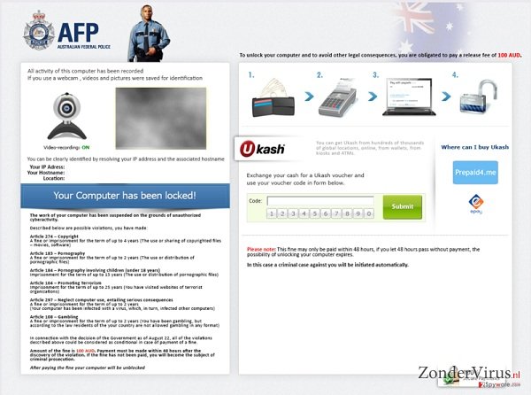 Australian Federal Police Ukash virus snapshot Australian Federal Police Ukash virus snapshot