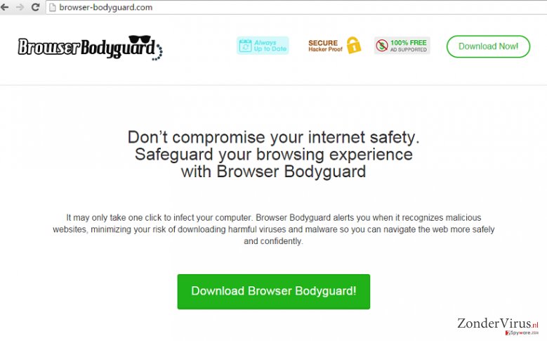 Browser Bodyguard adware snapshot Browser Bodyguard adware snapshot