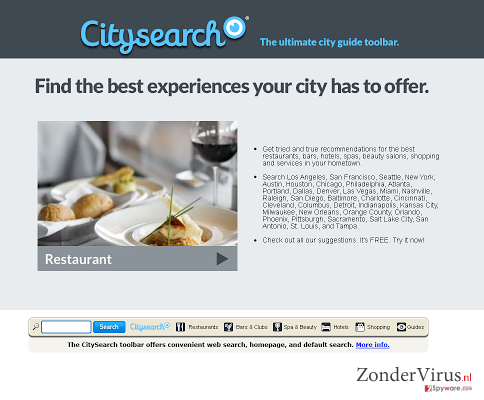 CitySearch Toolbar snapshot CitySearch Toolbar snapshot