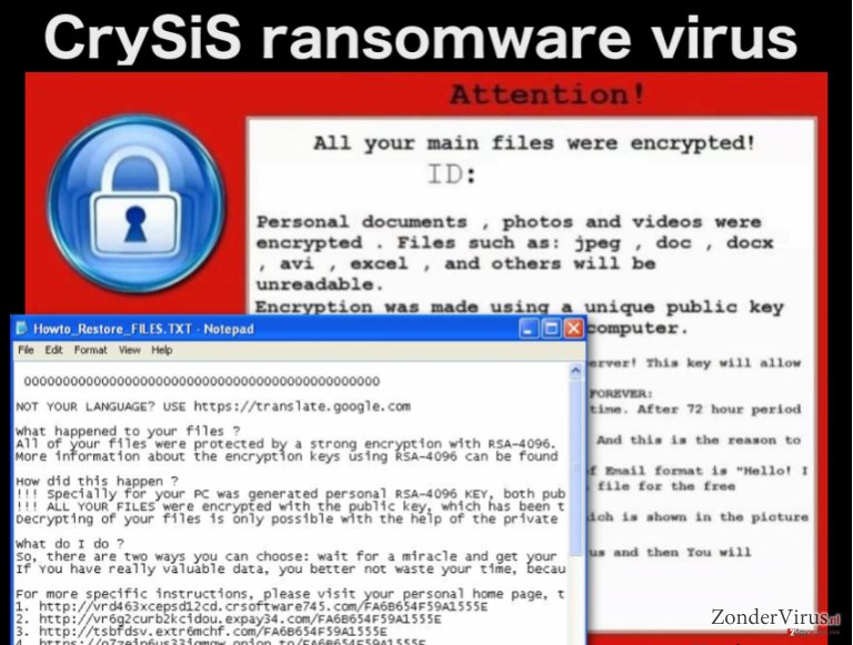 CrySiS ransomware virus snapshot CrySiS ransomware virus snapshot