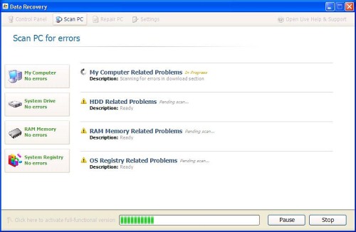 Data Recovery snapshot Data Recovery snapshot