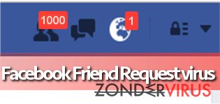 Afbeelding van het Facebook Friend Request-virus. Afbeelding van het Facebook Friend Request-virus.