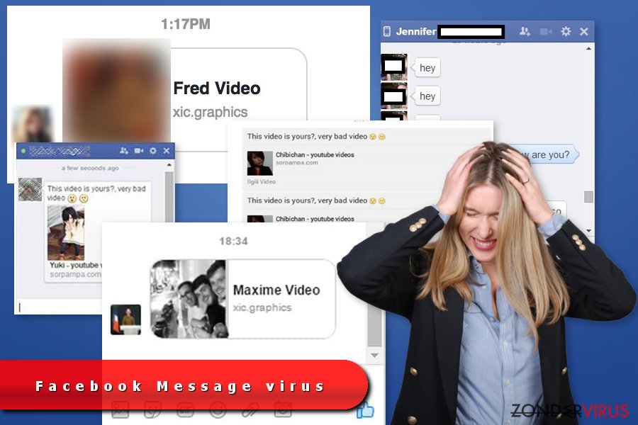 De voorbeelden van het Facebook Messenger-virus