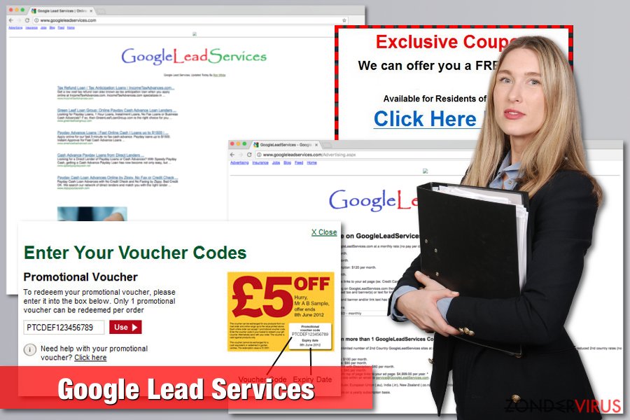 De afbeelding van het Google Lead Services virus
