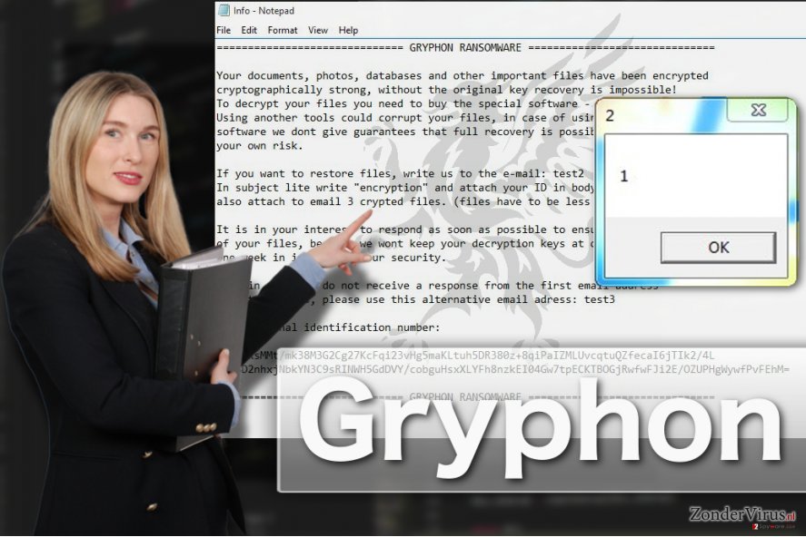 Illustratie van het Gryphon-gijzelsoftware-virus