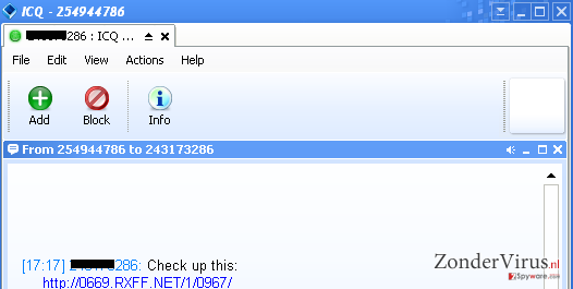 ICQ virus snapshot ICQ virus snapshot