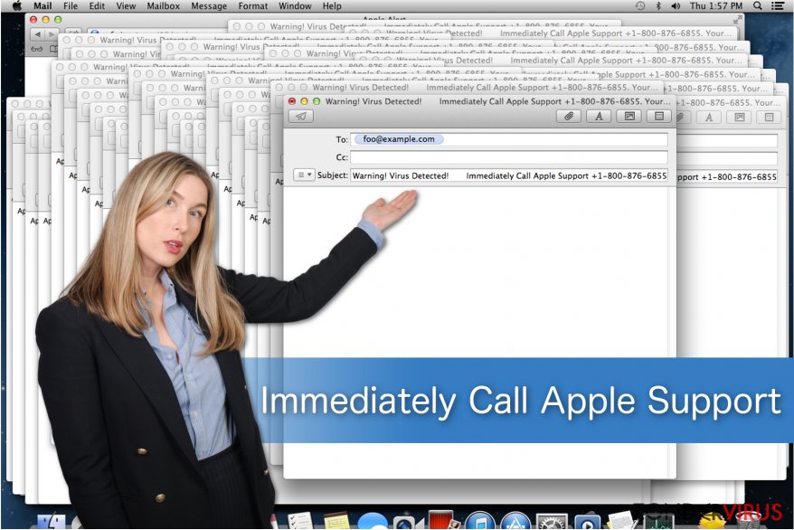 Illustratie van de Immediately Call Apple Support-oplichterij