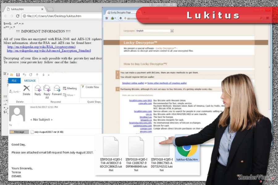 Voorbeeld van het Lukitus ransomware virus