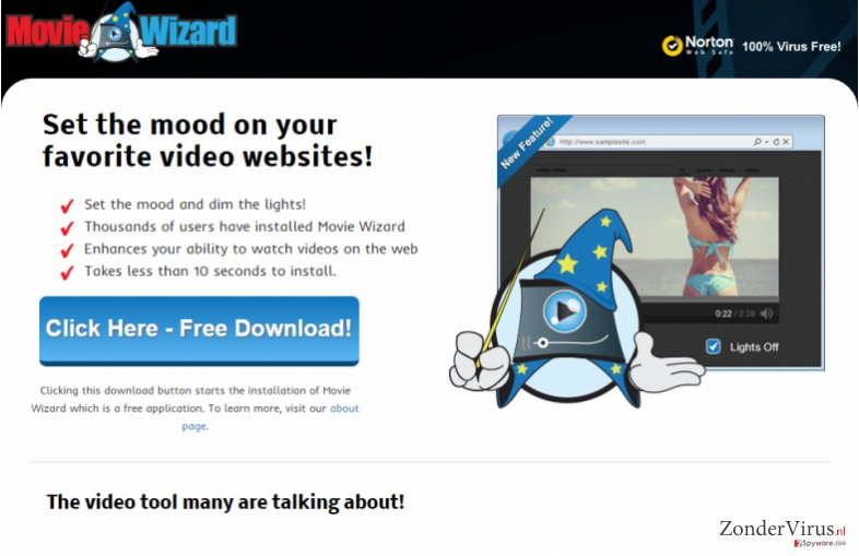 Movie Wizard adware snapshot Movie Wizard adware snapshot