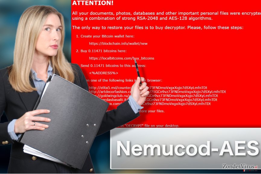 Afbeelding van het Nemucod-AES gijzelsoftware-virus