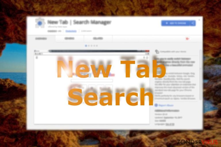 Afbeelding die New Tab Search weergeeft in de Chrome webwinkel