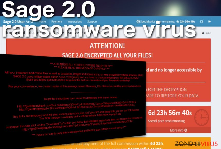 Schermafbeelding van het Sage 2.0 ransomware virus Schermafbeelding van het Sage 2.0 ransomware virus