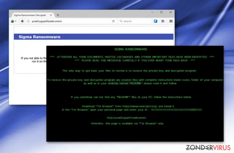 The screenshot of Sigma malware
