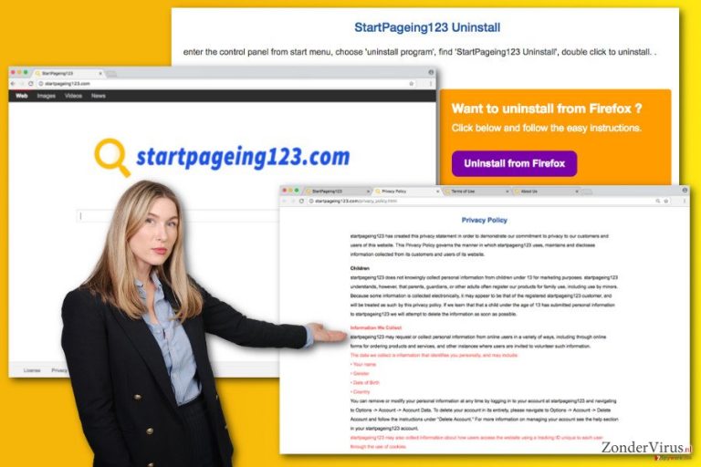 De afbeelding inzake het StartPageing123.com-virus