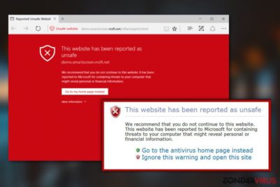 Het "This website has been reported as unsafe"-virus