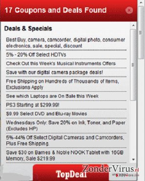 TopDeal adware snapshot TopDeal adware snapshot