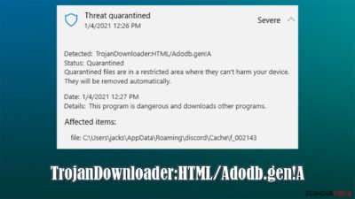 TrojanDownloader:HTML/Adodb.gen!A