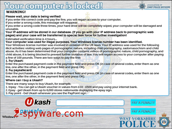 West Yorkshire Police Ukash snapshot West Yorkshire Police Ukash snapshot