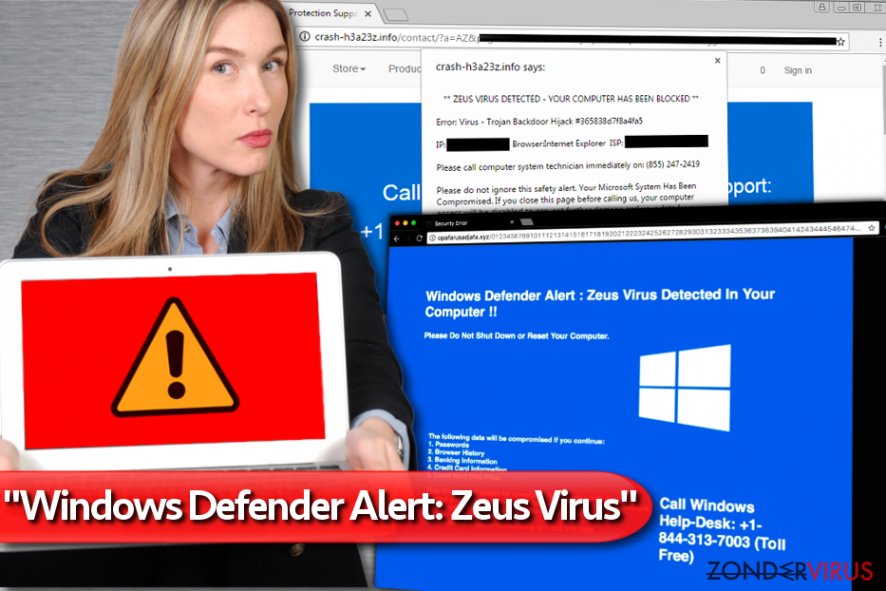 “Windows Defender Alert: Zeus Virus” Tech Support Scam