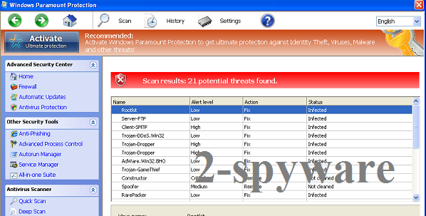 Windows Paramount Protection snapshot Windows Paramount Protection snapshot