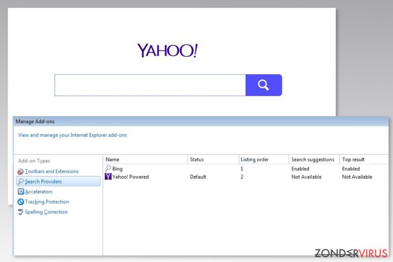 Afbeelding van het Yahoo Powered virus
